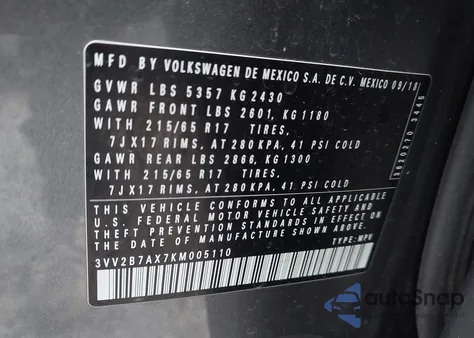 2019 Volkswagen Tiguan 2.0T Se/2.0T Sel/2.0T Sel R-Line/2.0T Sel R-Line Black z USA, uszkodzony, nr VIN 3VV2B7AX7KM005110